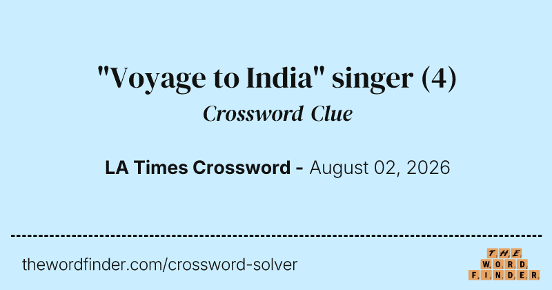 "Voyage to India" singer crossword clue image