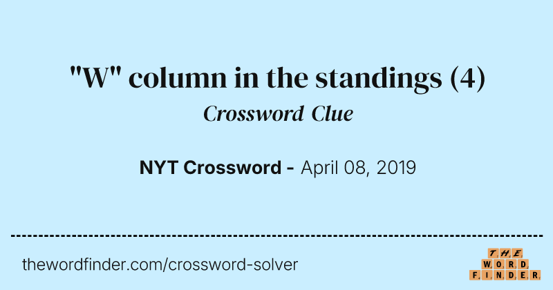 "W" column in the standings crossword clue image