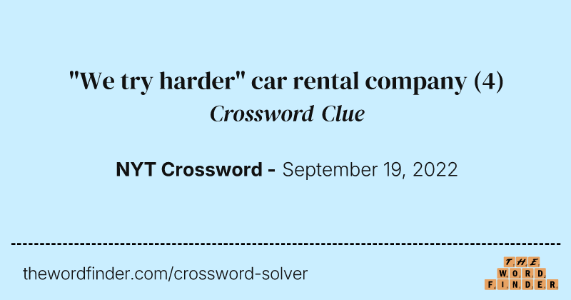 "We try harder" car rental company crossword clue image