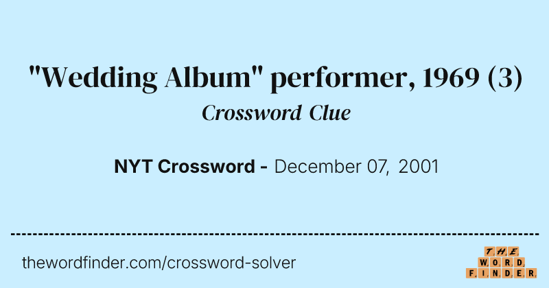 "Wedding Album" performer, 1969 crossword clue image