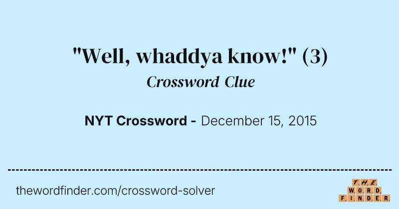"Well, whaddya know!" crossword clue image