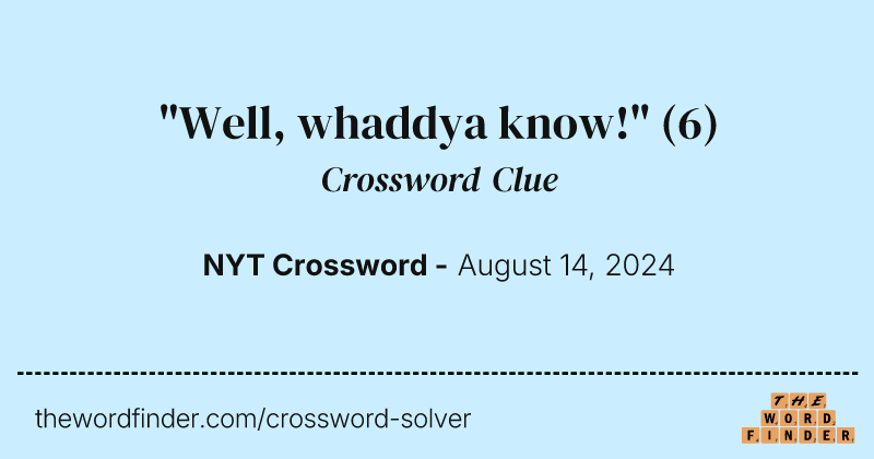 "Well, whaddya know!" crossword clue image