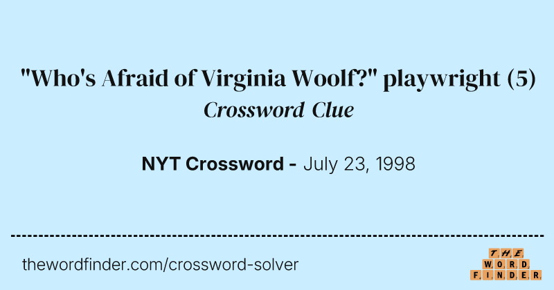 "Who's Afraid of Virginia Woolf?" playwright crossword clue image