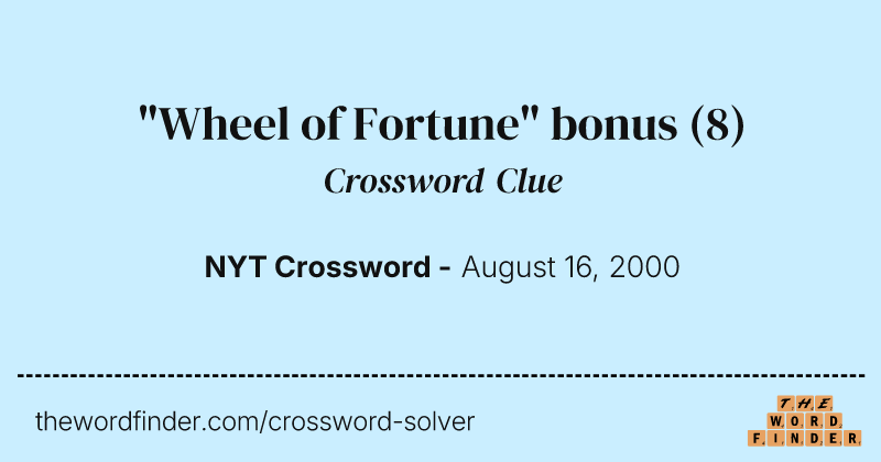 "Wheel of Fortune" bonus crossword clue image