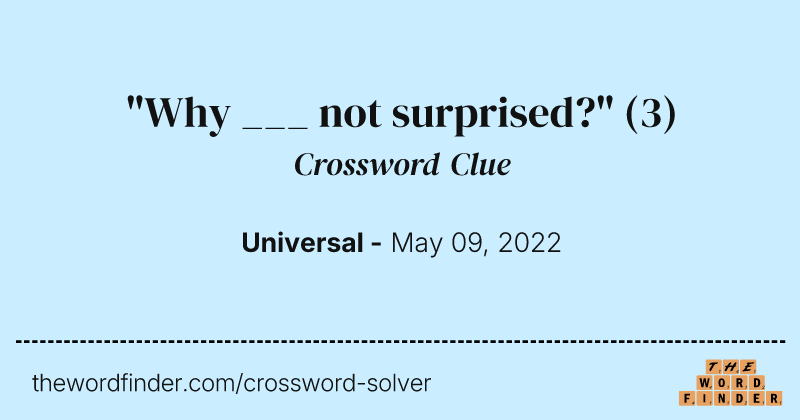 "Why ___ not surprised?" crossword clue image