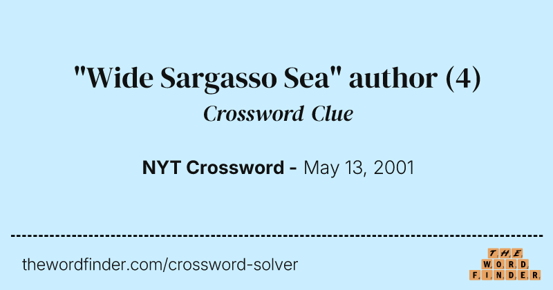 "Wide Sargasso Sea" author crossword clue image