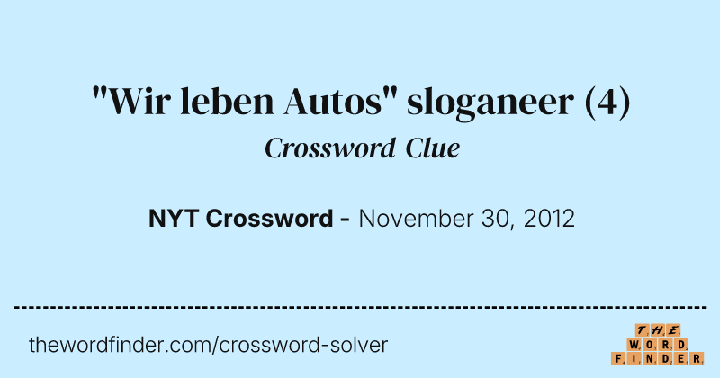 "Wir leben Autos" sloganeer crossword clue image