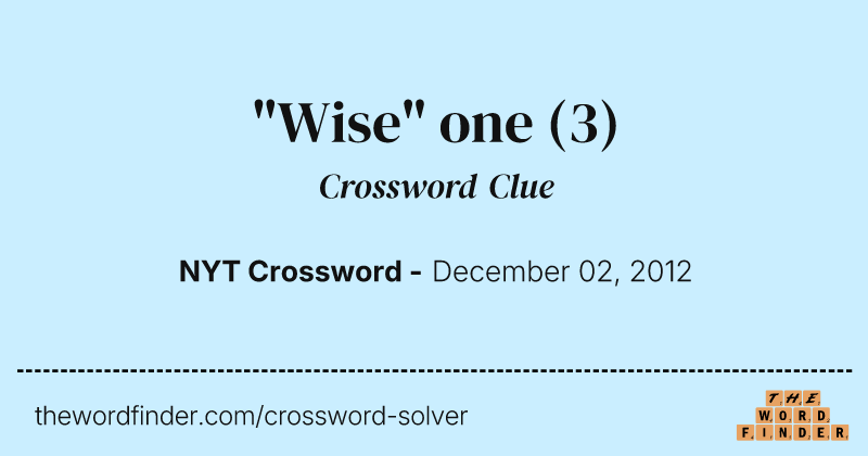 "Wise" one crossword clue image