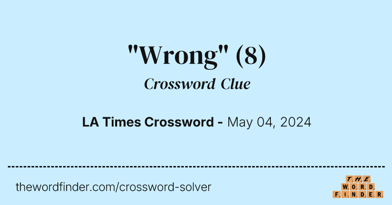 "Wrong" crossword clue image