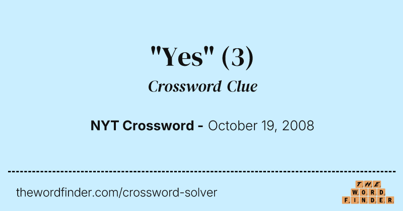 "Yes" crossword clue image