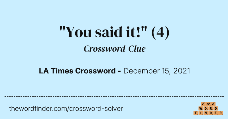 "You said it!" crossword clue image
