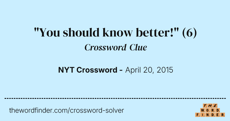 "You should know better!" crossword clue image