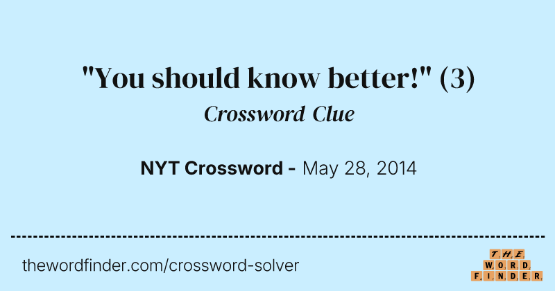 "You should know better!" crossword clue image