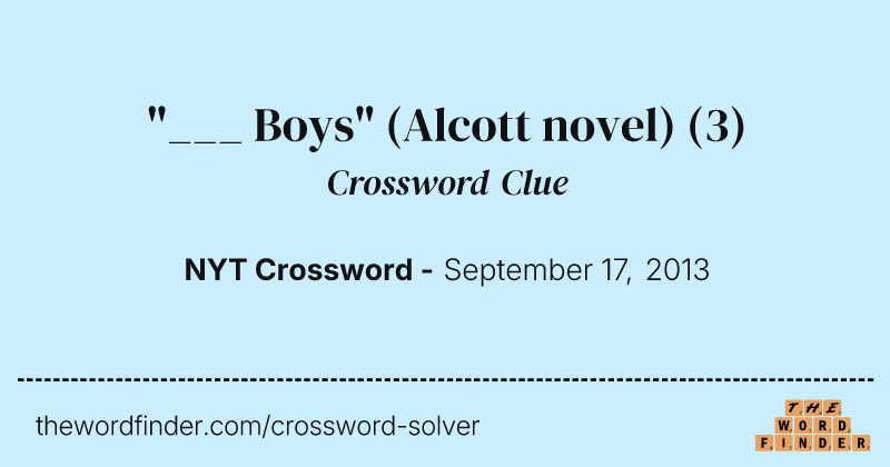 "___ Boys" (Alcott novel) crossword clue image