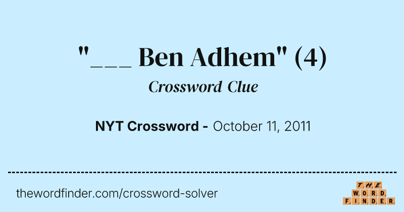 "___ Ben Adhem" crossword clue image