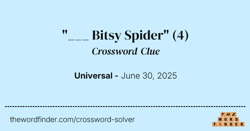 "___ Bitsy Spider" crossword clue image