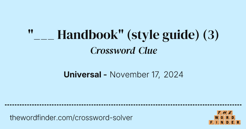 "___ Handbook" (style guide) crossword clue image