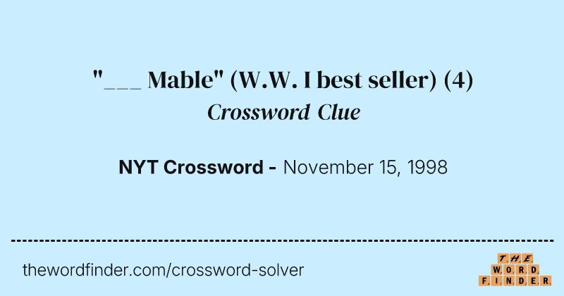 "___ Mable" (W.W. I best seller) crossword clue image