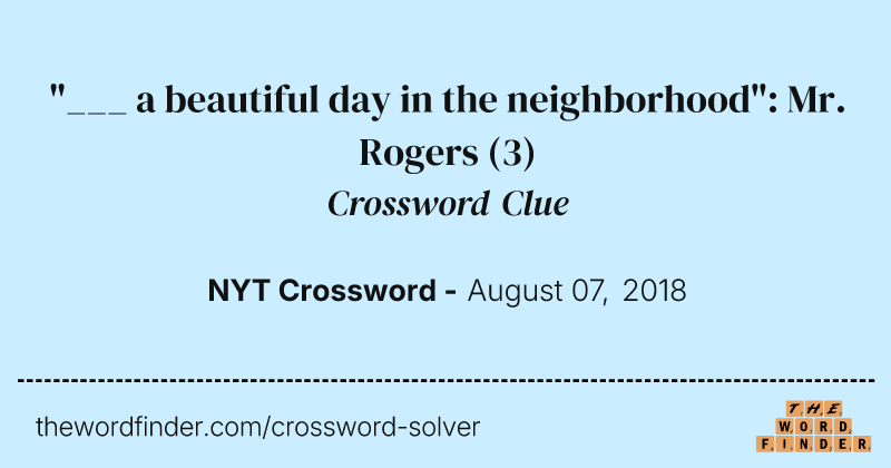 "___ a beautiful day in the neighborhood": Mr. Rogers crossword clue image