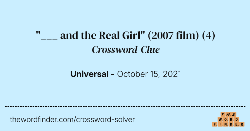"___ and the Real Girl" (2007 film) crossword clue image