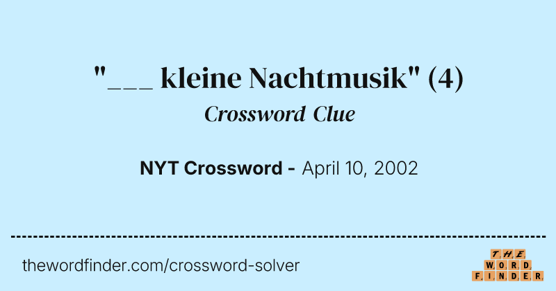 "___ kleine Nachtmusik" crossword clue image