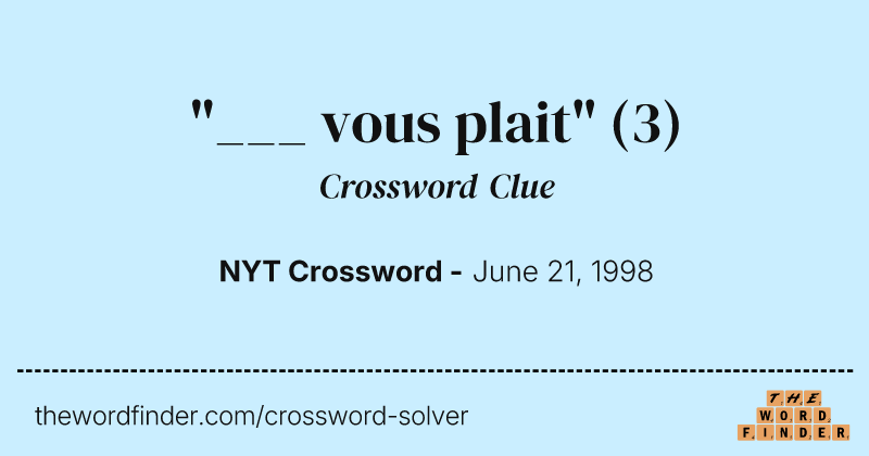 "___ vous plait" crossword clue image