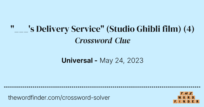 "___'s Delivery Service" (Studio Ghibli film) crossword clue image