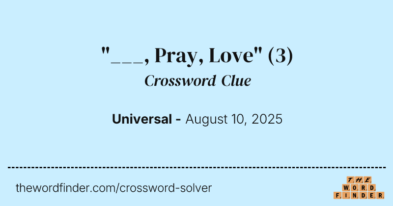 "___, Pray, Love" crossword clue image