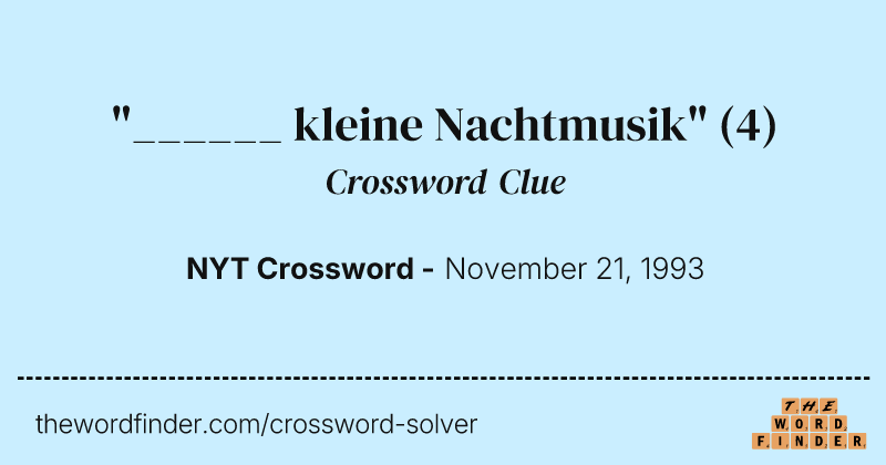 "______ kleine Nachtmusik" crossword clue image