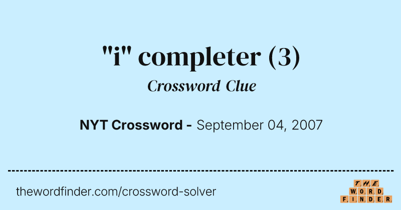 "i" completer crossword clue image