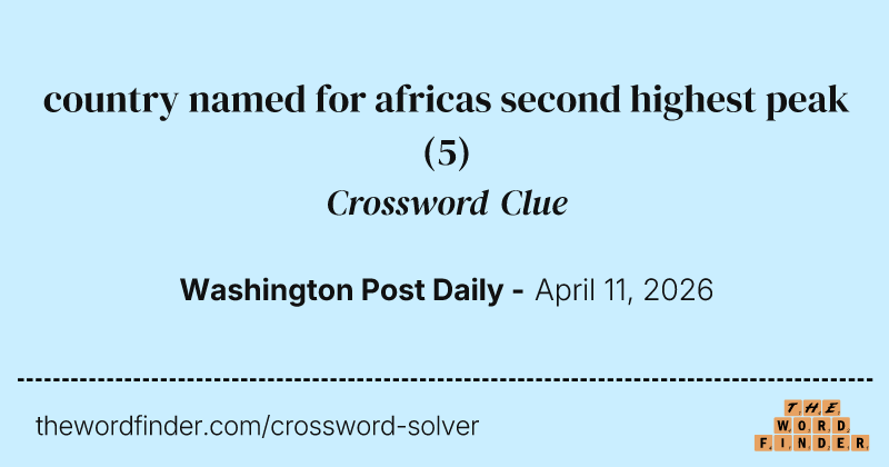 country named for africas second highest peak crossword clue image
