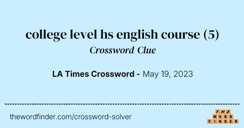 college level hs english course crossword clue image