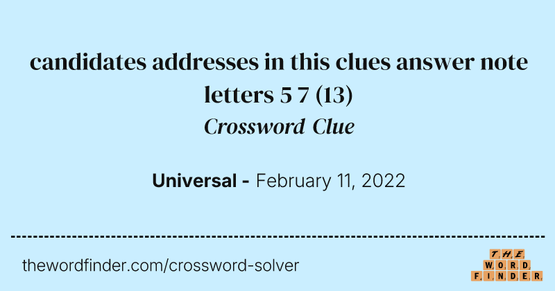 candidates addresses in this clues answer note letters 5 7 crossword clue image