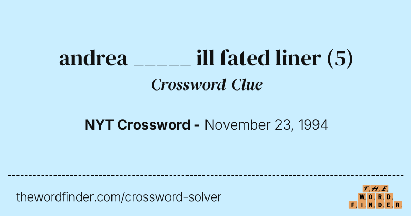 andrea _____ ill fated liner crossword clue image