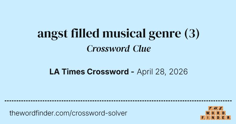 angst filled musical genre crossword clue image