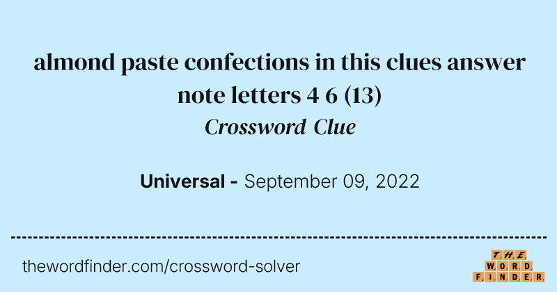 almond paste confections in this clues answer note letters 4 6 crossword clue image