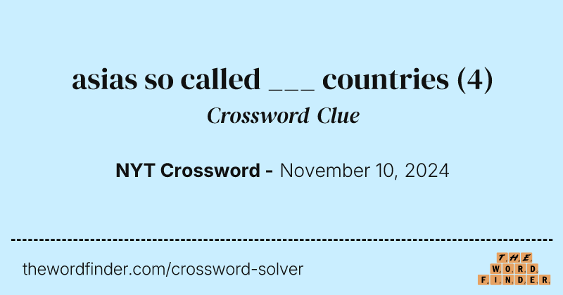 asias so called ___ countries crossword clue image