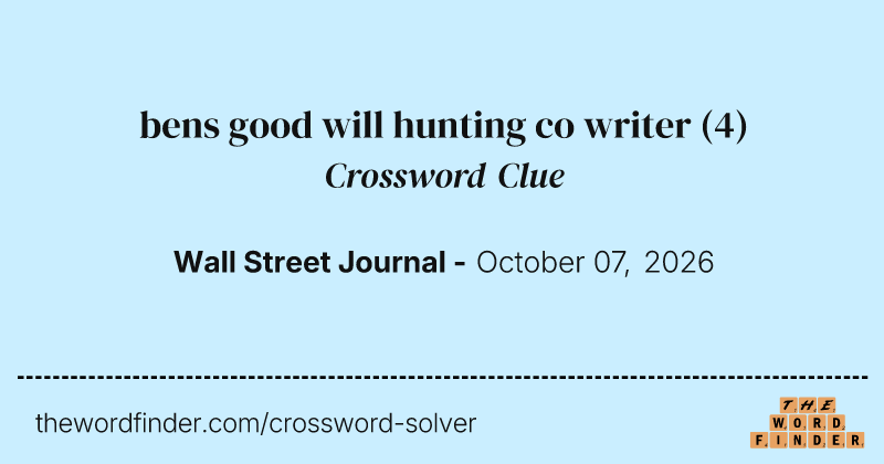 bens good will hunting co writer crossword clue image