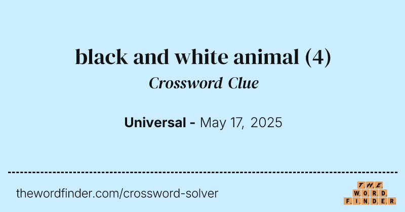 black and white animal crossword clue image