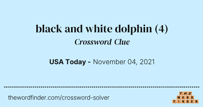 black and white dolphin crossword clue image