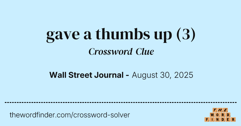 gave a thumbs up crossword clue image