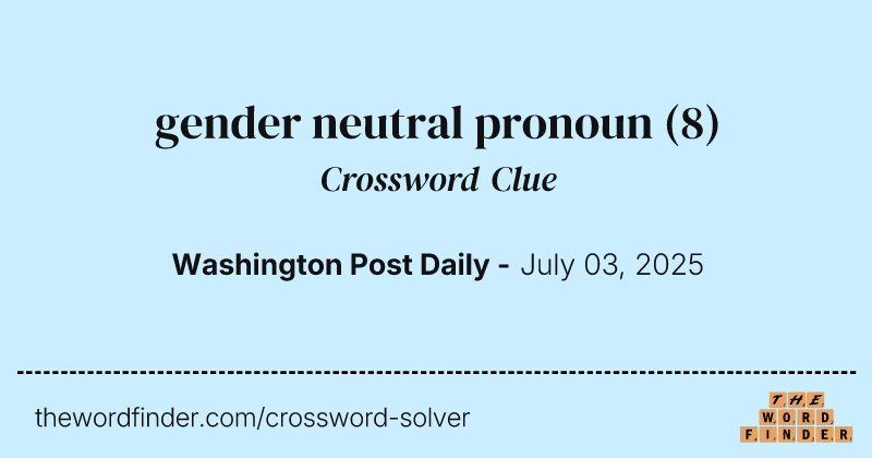 gender neutral pronoun crossword clue image