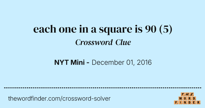 each one in a square is 90 crossword clue image