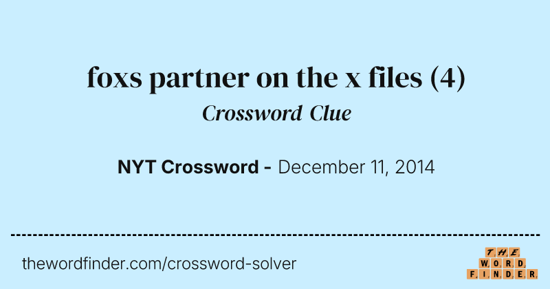 foxs partner on the x files crossword clue image