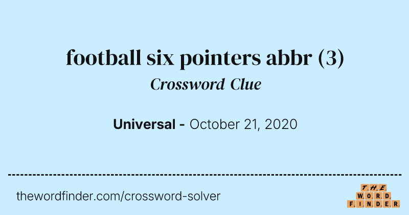 football six pointers abbr crossword clue image