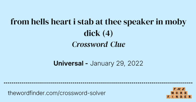 from hells heart i stab at thee speaker in moby dick crossword clue image