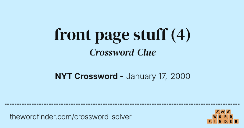 front page stuff crossword clue image