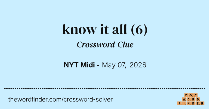 know it all crossword clue image