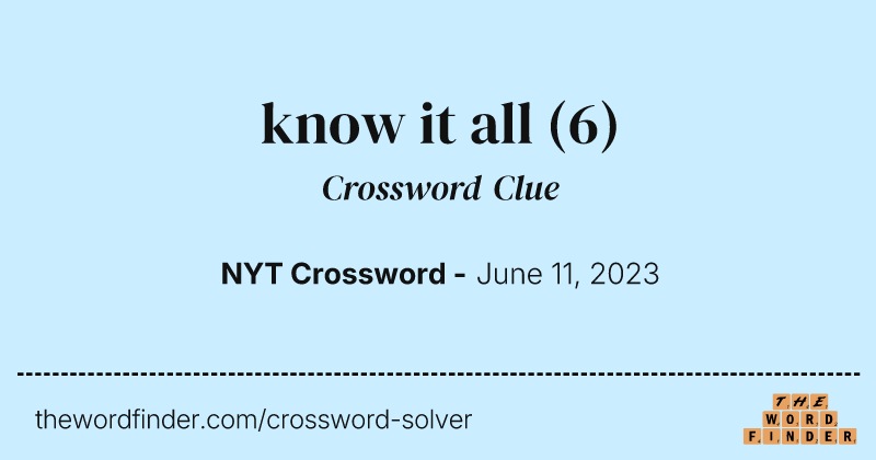 know it all crossword clue image