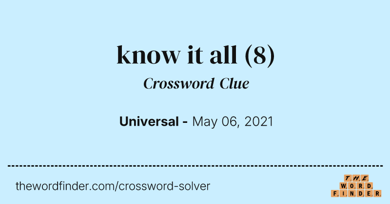 know it all crossword clue image